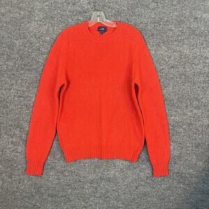Vintage Carl Michaels Mens Pullover Sweater Sz Large Red Shetland Wool Crew Neck